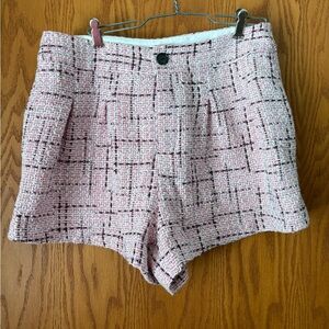 Anthropologie Pink Tweed High-Rise Shorts